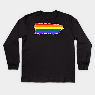 Puerto Rico LGBT Pride Puerto Rican Rainbow Flag Kids Long Sleeve T-Shirt